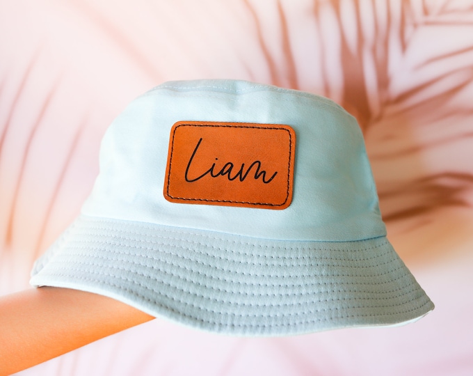 Kids Bucket Hat | Toddler Sun Hats | Baby Beach Hat | Leather Patch Bucket Hat, Babies Sun Hat, Babies Bucket Hat, Bucket Hat For Babies