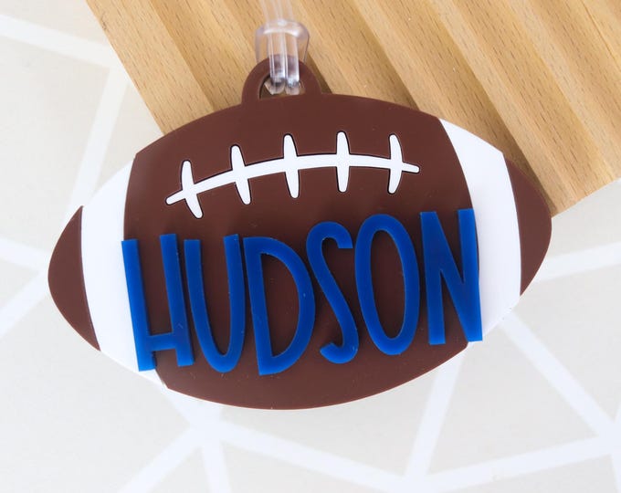 Football Backpack Name Tag, Personalized football Keychain, Personalized Back to school name tag, Bag tag for football season