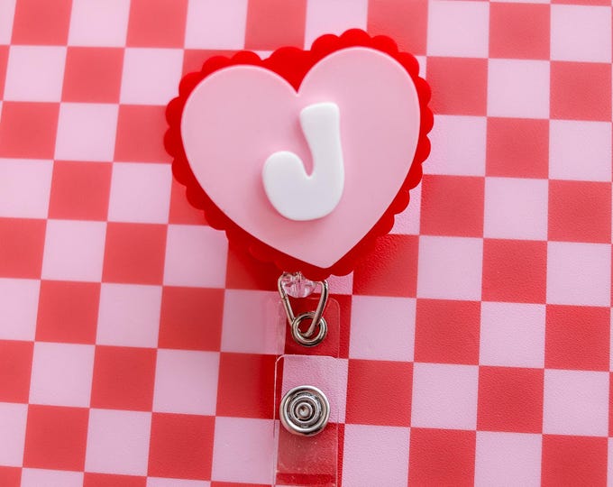 Valentines Badge Reel, Red & Pink Heart Badge Reel, ID Holder, RN, Nurse, CNA, Tech, Doctor, Student, Nurse Accessories, Gift For Teacher