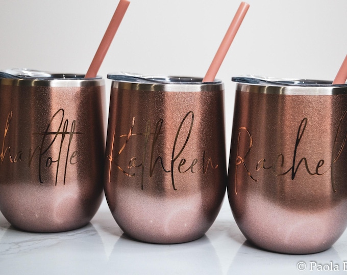 Rose gold Wine tumbler, custom wine glasses, personalize wine glasses, wine glass, wine gift, bridesmaid proposal, bridesmaid gift, wine cup