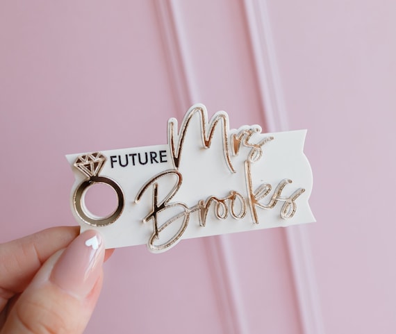 future Mrs gift, future Mrs cup name plate, Bride to be gift, future Mrs Stanley name plate, tumbler topper for bride to be, engagement gift