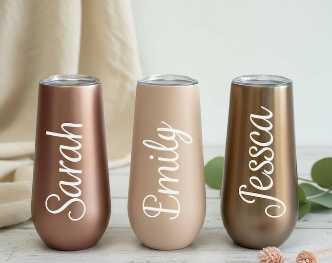 Personalized Bridesmaid Wine Tumbler, Insulated Stainless Steel, Custom Name favor, wedding favor
