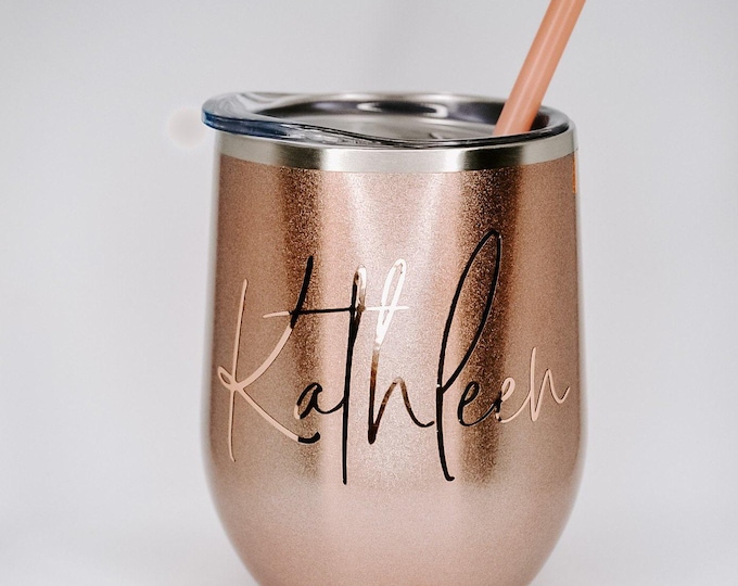 Rose gold Wine tumbler, custom wine glasses, personalize wine glasses, wine glass, wine gift, bridesmaid proposal, bridesmaid gift, wine cup