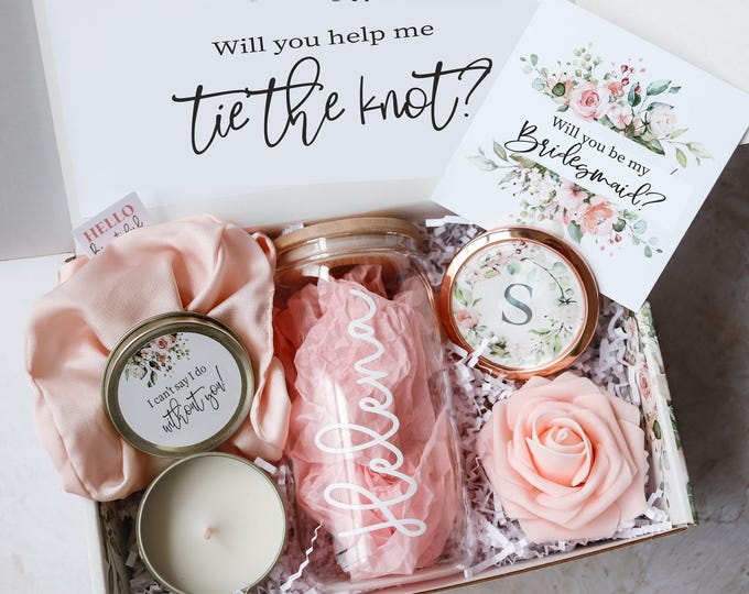 Will You Be My Bridesmaid Proposal Box Set, Personalized Bridesmaid Gift Box Set, I can't say I do without you, bridesmaid, scrunchie, glass