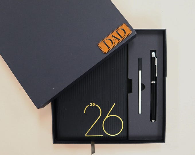 Custom Engraved Agenda With Pen, Personalized 2026 Daily Planner, Personalized Leather Planner 2026