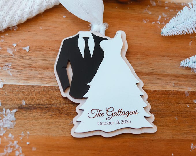 Personalized Mr. & Mrs. Wedding Ornament 2024  Newlywed First Christmas Gift Custom Married Couple Keepsake Couple Newlywed gift Ornament