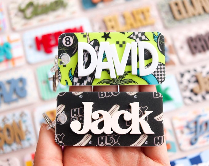 Boys Backpack Tag, Diaper Bag Tag, Kids Luggage Tag, Custom Name Tag, Kids Name Keychain, Boys Name Tag