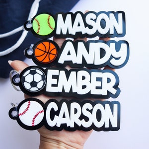 Personalized Basketball Bag Name, Backpack Tag Bag Tag, Custom Name Hockey Player Name Tag, Personalized Soccer Keychain Sport Keychain Golf