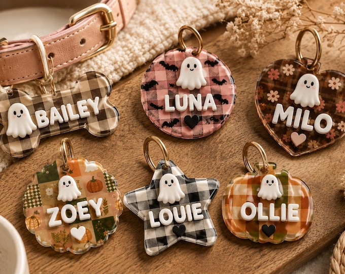 Fall dog tag, halloween dog tag, pet ID tag