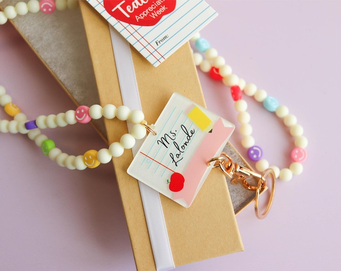 Personalized Teacher Lanyard, Badge Holder, Teacher Gift, Personalized Teacher ID Lanyard with Name, Lanyard with Name