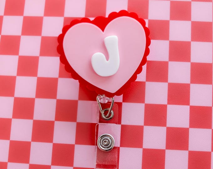 Valentines Badge Reel, Red & Pink Heart Badge Reel, ID Holder, RN, Nurse, CNA, Tech, Doctor, Student, Nurse Accessories, Gift For Teacher
