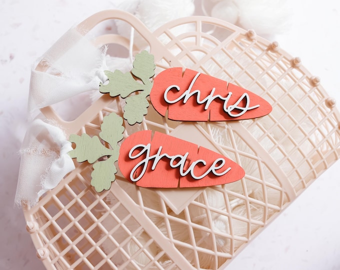 Easter Basket Tag, Personalized Easter Basket Name Tag, Custom Easter Tag, Carrot Easter Tag, Custom Carrot Tag, Personalized Wooden Tag