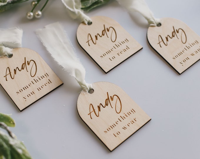 Personalized Something You Want tag / Something You Need / Something to Wear / to Read / Personalized Holiday Christmas Gift Tags / Set of 4
