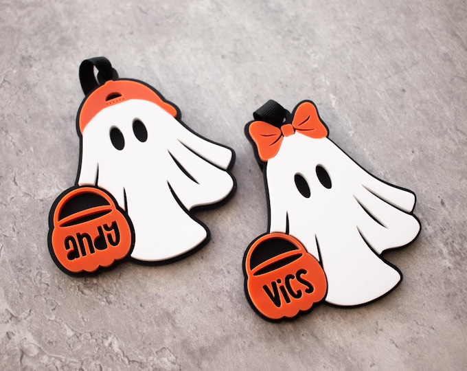 Personalized Name Ghost Tag, Halloween Gift Basket Gift Tag, Acrylic Gift Tag, Boo Basket Tag, Name Tag, Basket Marker, Trick or Treat Bag