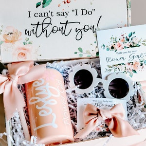 Conjunto para niña de las flores, gafas de sol con flores, caja de regalo para propuesta de niña de las flores, conjunto de regalo para niña de las flores, conjunto para dama de honor junior, caja de regalo para niña de las flores