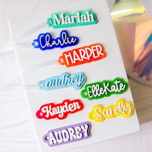 Custom Name Water Bottle Tag, Backpack Name Tag, Lunch Bag Tag, Diaper Bag Tag, Kids Personalized Bottle tag, School Name Label for bottle Bild 1