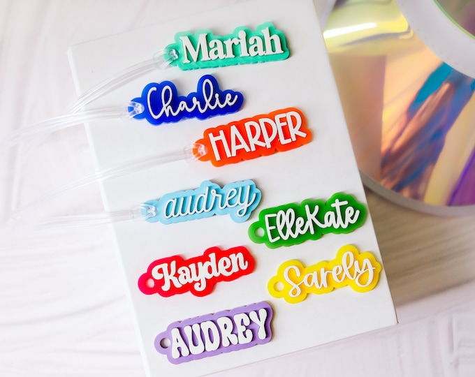 Custom Name Water Bottle Tag, Backpack Name Tag, Lunch Bag Tag, Diaper Bag Tag, Kids Personalized Bottle tag, School Name Label for bottle