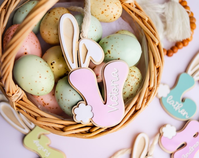 Easter Basket Tag, Personalized Easter Basket Name Tag, Custom Easter Tag, Bunny Easter Tag, Custom Bunny Tag, Personalized Name Tag
