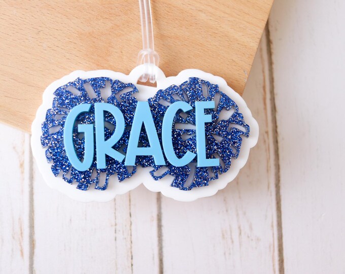 Cheerleader Name Tag, Personalized Cheerleader Keychain, Personalized Back to school name tag, Bag tag for cheerleaders, Back to school gift