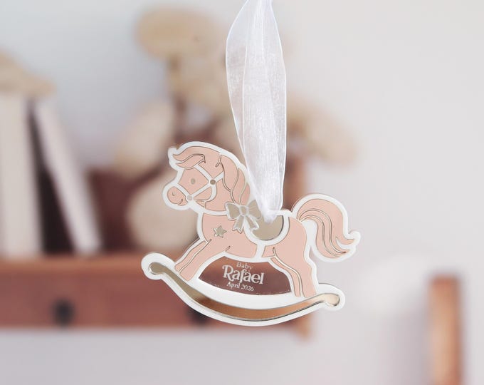 Baby's First Christmas Rocking Horse Ornament, New baby ornament, Pregnancy Announcement Ornament