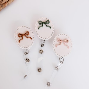 Custom Bow Badge Reel | Retractable ID Holder  for Nurses, Teachers & Office Staff | Bow ID Badge Holder | Aesthetic Badge reel | Badge Reel