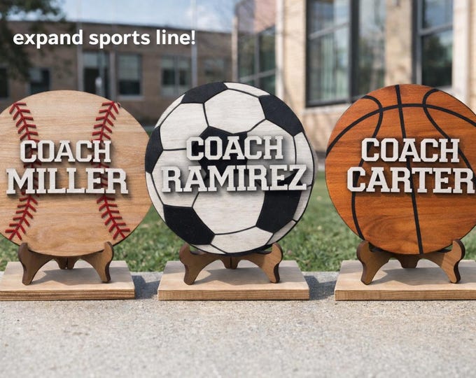 Personalized  Coach Gift, Custom Coach Name Sign, Coach Appreciation Gift, End of Season Gift, PE Coach Desk Decor, Soccer Coach, basketball
