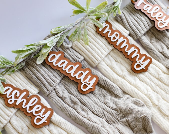 Christmas Gift Tags, Wood gift tag name, stocking personalized tags, custom Christmas tags, name tags for stocking tags personalized acrylic