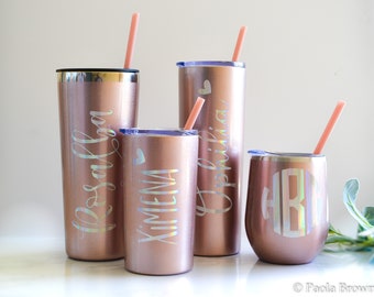 Rose gold tumbler, rose gold, Custom gift, Bridesmaid Gift, Personalized tumbler,  custom Tumbler, Personalized Cup, personalized