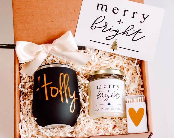 Christmas, Gift Box, candle gift, christmas wine tumbler, gift for her, spa gift, Christmas mindfulness gift - Personalized Christmas Gift