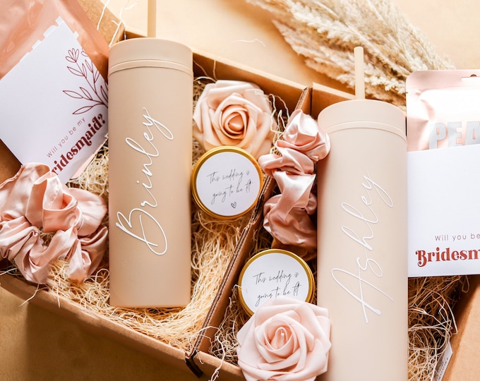 Boho Bridesmaid Proposal Box Personalized Gift Blush Will You Be My Bridesmaid Box Set, Bridesmaid Proposal Gift Box, Bridal Party Gift Box