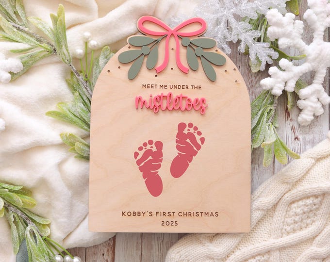 Baby's First Christmas Footprint Sign, My First Christmas Sign, Baby Keepsake Box Filler, Baby Footprint Kit