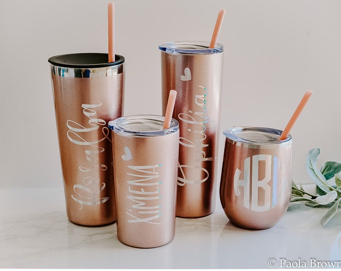 Personalized tumbler,  custom Tumbler, Personalized Cup, personalized, Rose gold tumbler, rose gold, Custom gift, Bridesmaid Gift,