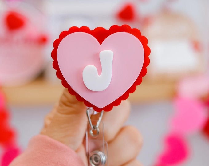 Red & Pink Heart Badge Reel,  Holiday, RN, Nurse, CNA, Tech, Doctor, Student, Nurse Accessories, Gift For Teacher, Valentines Badge Reel.