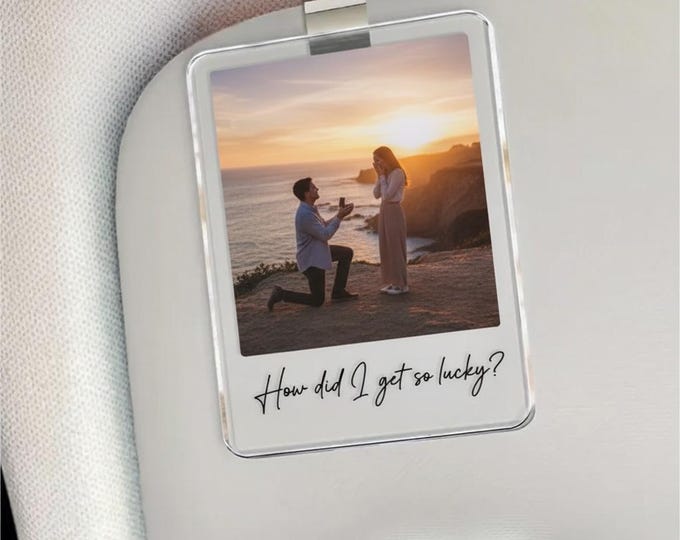 Personalized Couple Photo Car Visor Clip, Drive Safe I Love You, Valentines Gift for Him, Custom Gifts for Boyfriend, Drive Safe Gift