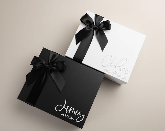 Groomsmen Proposal Box, Personalized Magnetic Keepsake with 3D Acrylic Name, Bridesmaid Proposal Box