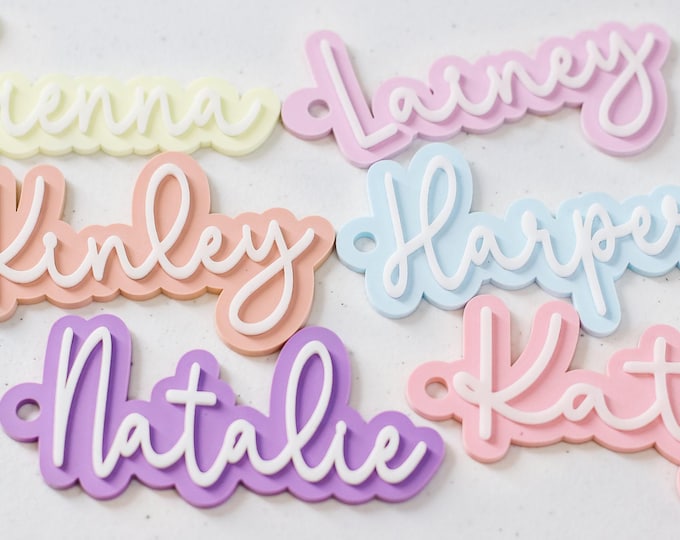 Backpack name tag for girls, acrylic keychain, custom name tag, backpack tag, backpack name tag, keychain Personalized, lunchbox tag