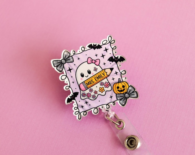 Halloween badge reel, Teacher Badge Reel, retractable badge reel, Custom Badge Reel, Nurse Badge Reel, Personalized ID Holder