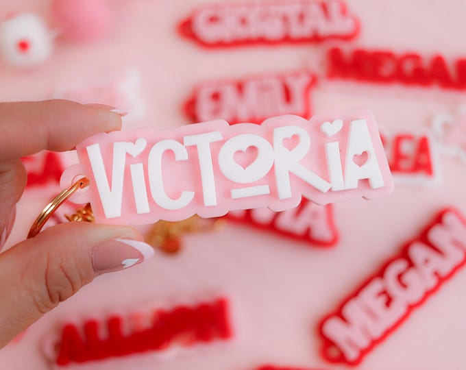 Valentine's Keychain, valentines keychain, valentine's party favor, galentine's party favor, valentine's name tag, Valentine's school gifts