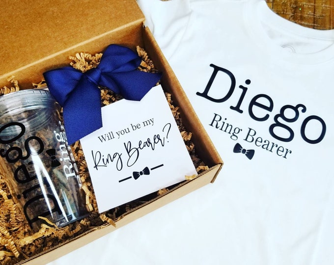 Ring Bearer Proposa Box, Ring Bearer Box, Ring Security Gift Box, Junior Groomsman Gift, Will You Be Our Ring Security Proposal Box,