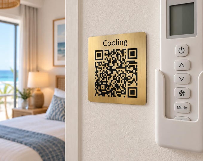 Custom QR Code Instruction Plate for Airbnb, Luxury Rental Sign, Indoor Outdoor WiFi House Manual Plaque, Vacation Rental Smart Home Sign