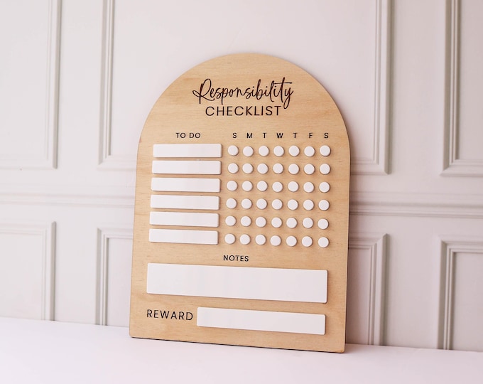 Personalized Kids Chore Chart, Custom Responsibility Chart, Daily Weekly Responsibility Chart, Kids Chore List, Kids Daily Routine Checklist