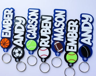 Personalized Softball Bag Name, Backpack Tag Bag Tag Custom Name volleyball Player Name Tag Personalized Soccer Keychain Sport mom