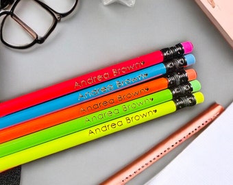 Engraved Pencils Name Pencils Ticonderoga-Engrave Your Name Pencil Set-Back to School-Personalized #2 Pencils-Teacher Gift
