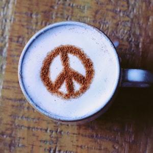 Coffee Stencil; hot chocolate stencil; peace coffee stencil Latte stencil, ice coffee stencil happy face coffee stencil