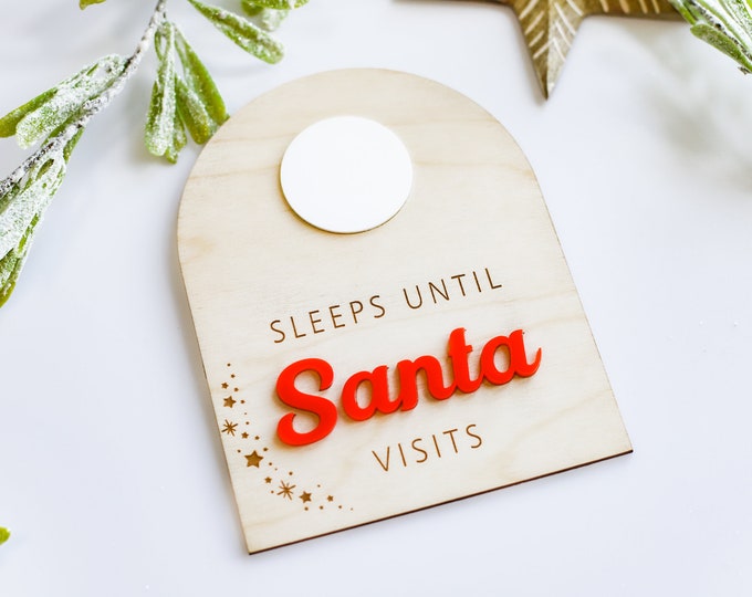 Sleeps Until Santa Countdown Sign, Days Until Christmas Countdown, Countdown to Christmas, Kids Christmas Countdown, Christmas Decor