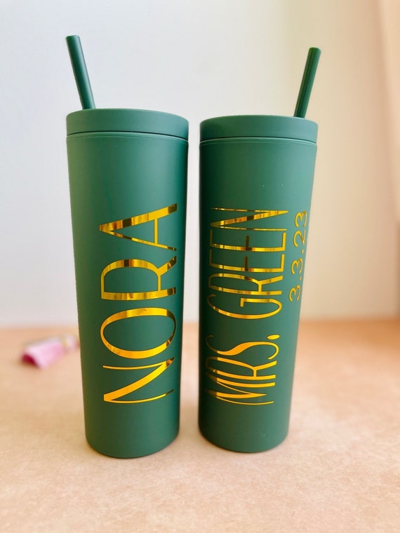 Dark Green Tumbler Matte Bridesmaid Tumbler Personalized Tumbler dark Green  Bridesmaid Gift Bachelorette Party Tumbler sage Wedding 