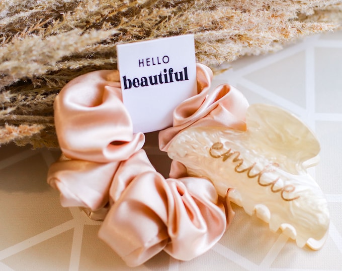 Scrunchies Silk Satin Soft Personalized Hair Claw Claw Hair Scrunchies Hair Accessories for Her Perfect Bridesmaid Proposal Gift