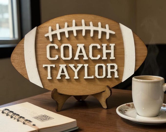 Personalized Football Coach Gift, Custom Coach Name Sign, Coach Appreciation Gift, End of Season Gift, PE Coach Desk Decor