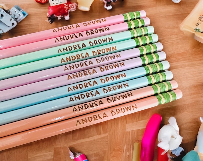 Custom Personalized Pastel Pencils,  Neon Pencils,  Engraved Pencils for kids, pencils for teacher,  Personalized pencils, pencils with name