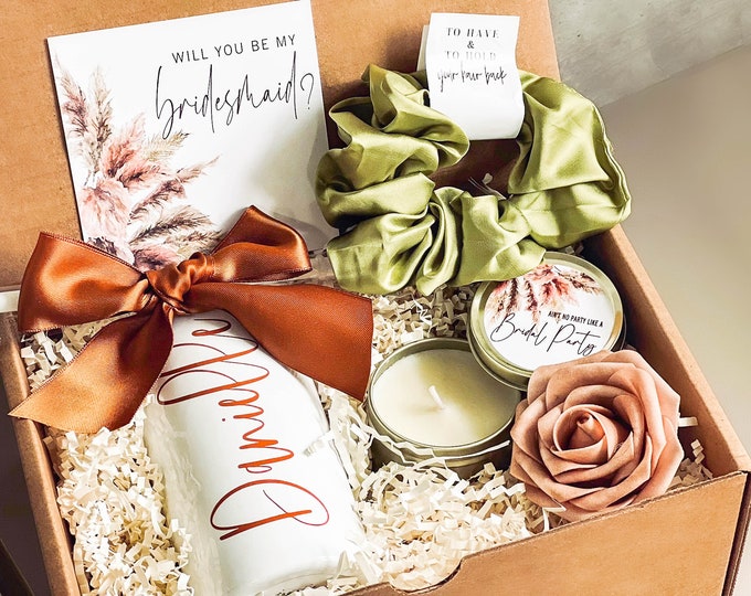 Terracotta Wedding, boho pampas wedding, sage greenery I can't say I do without you proposal box, Bridesmaid Proposal Box, Terracota Wedding